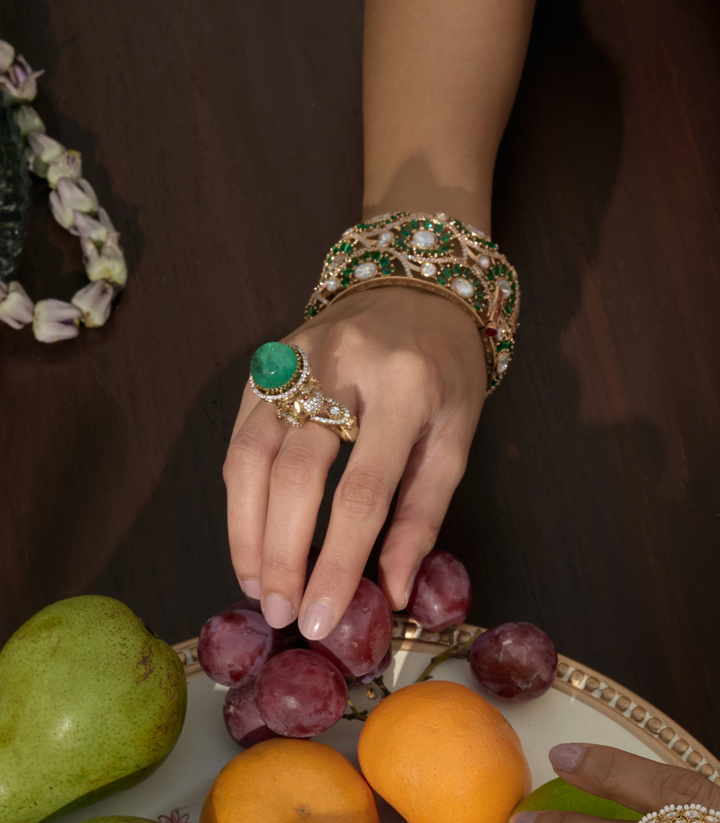 GEETIKA GREEN POLKI RING