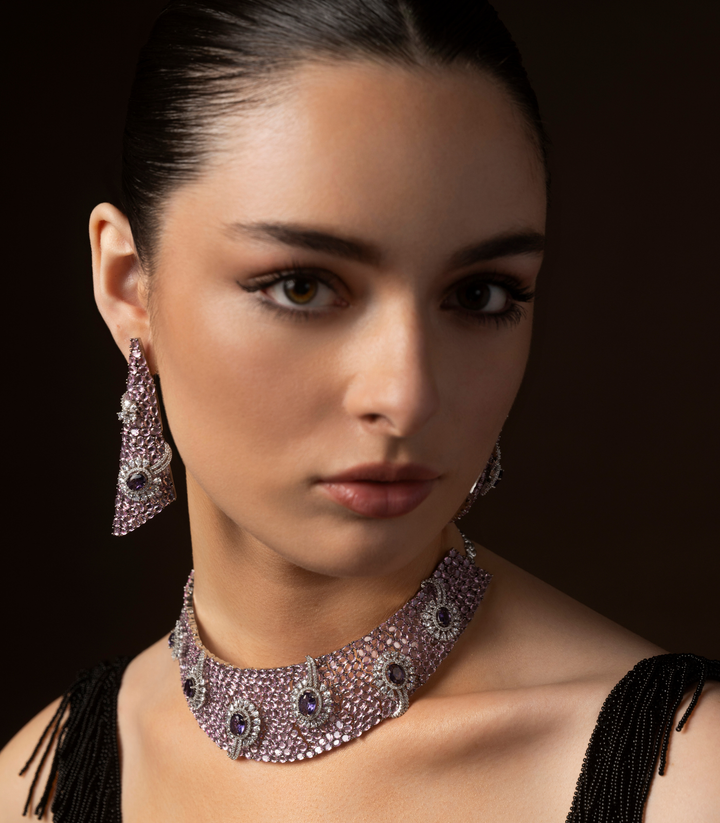 EKANI PURPLE ZIRCON NECKLACE SET