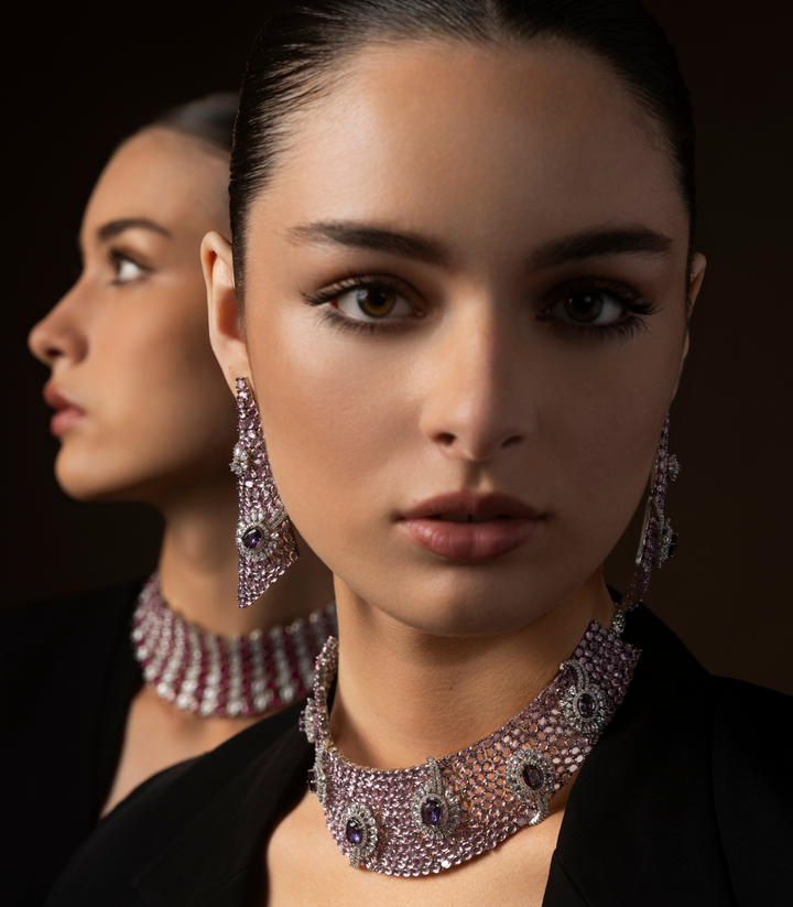 EKANI PURPLE ZIRCON NECKLACE SET