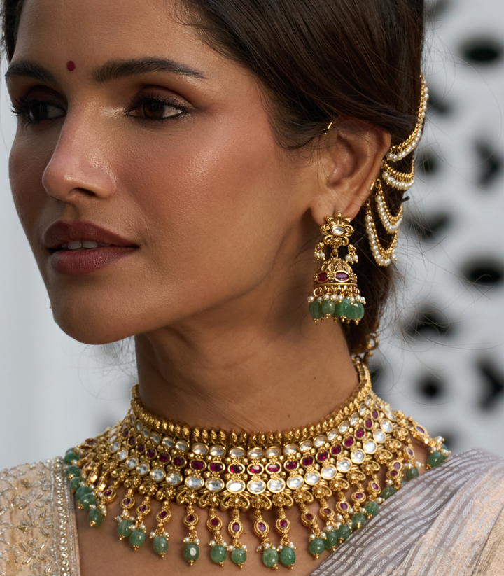 DHRITI GOLD PLATED  KUNDAN NECKLACE SET