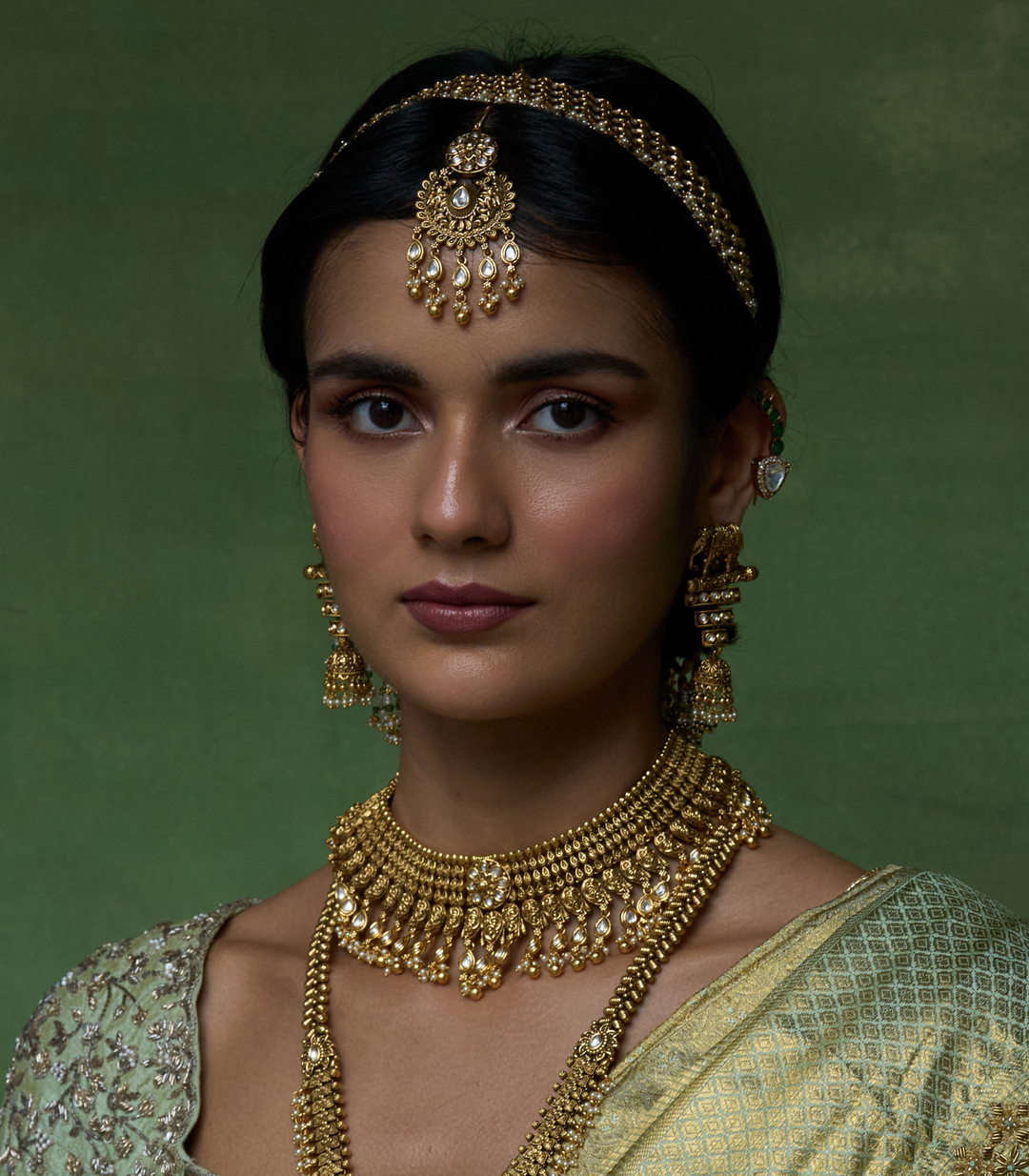 URJA GOLD PLATED  BRASS NECKLACE SET