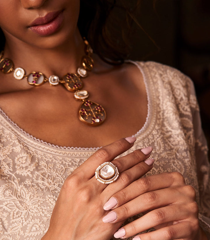 Mohini White Polki Ring