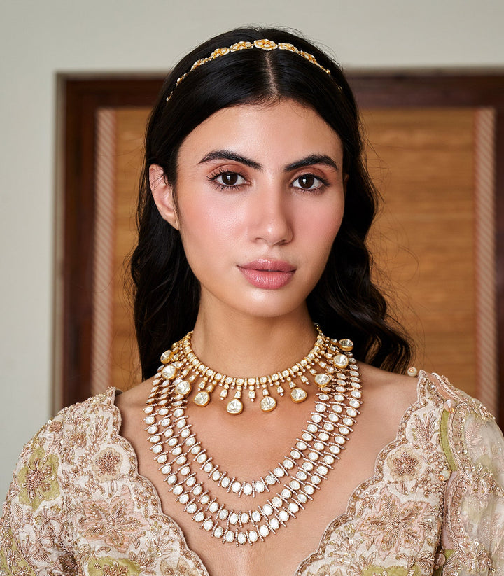 Aprajita Three Line Polki Necklace Set