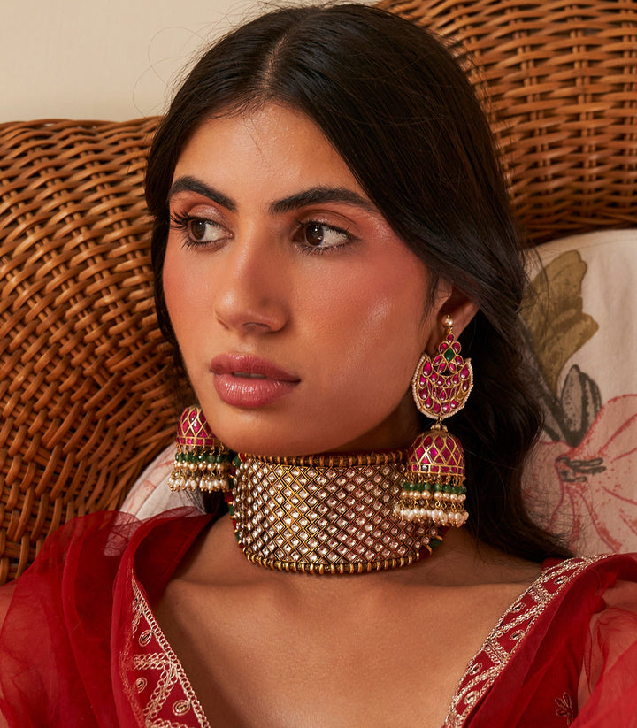 Mandana Red & Green Jhumka