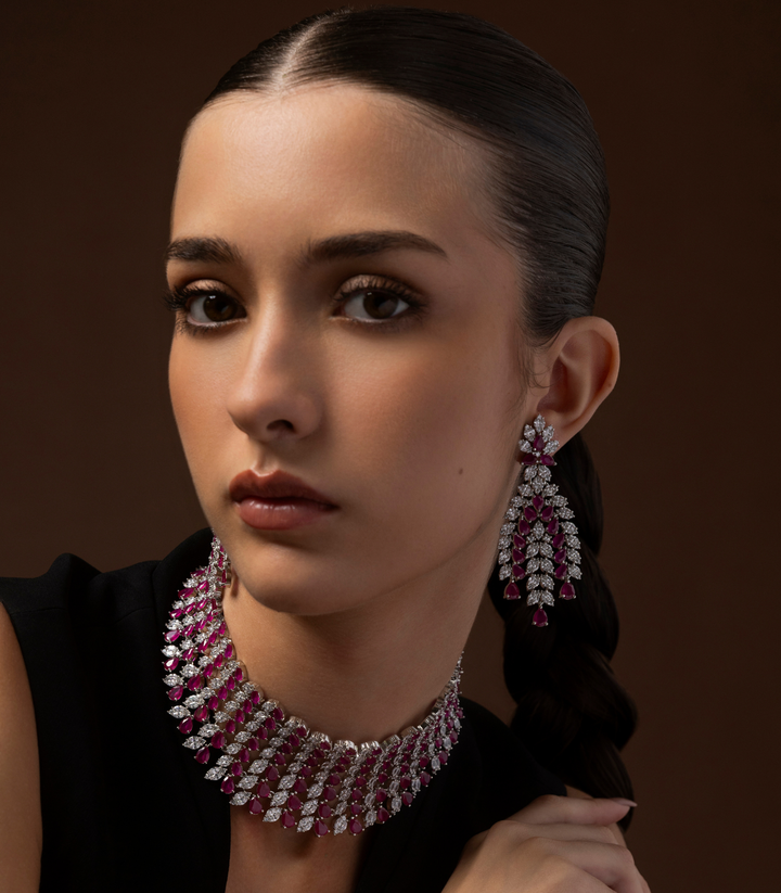 RHEA RUBY ZIRCON NECKLACE SET