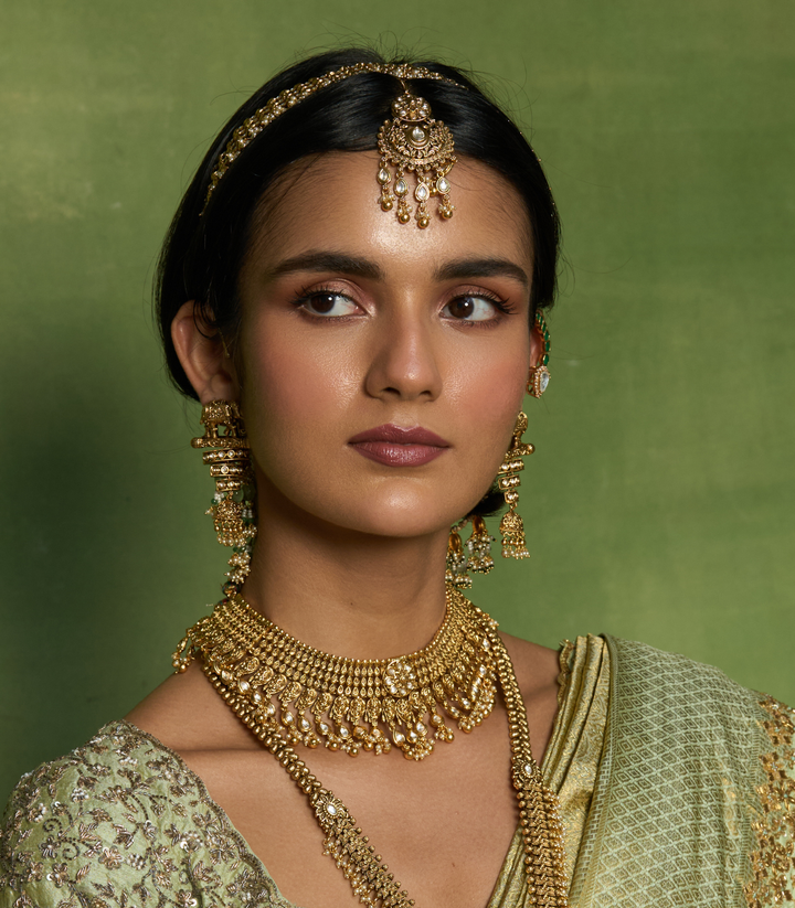 URJA GOLD PLATED  BRASS NECKLACE SET