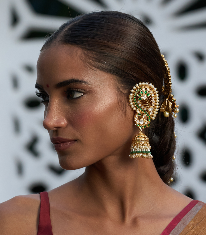 RADHIYA GREEN KUNDAN JHUMKA