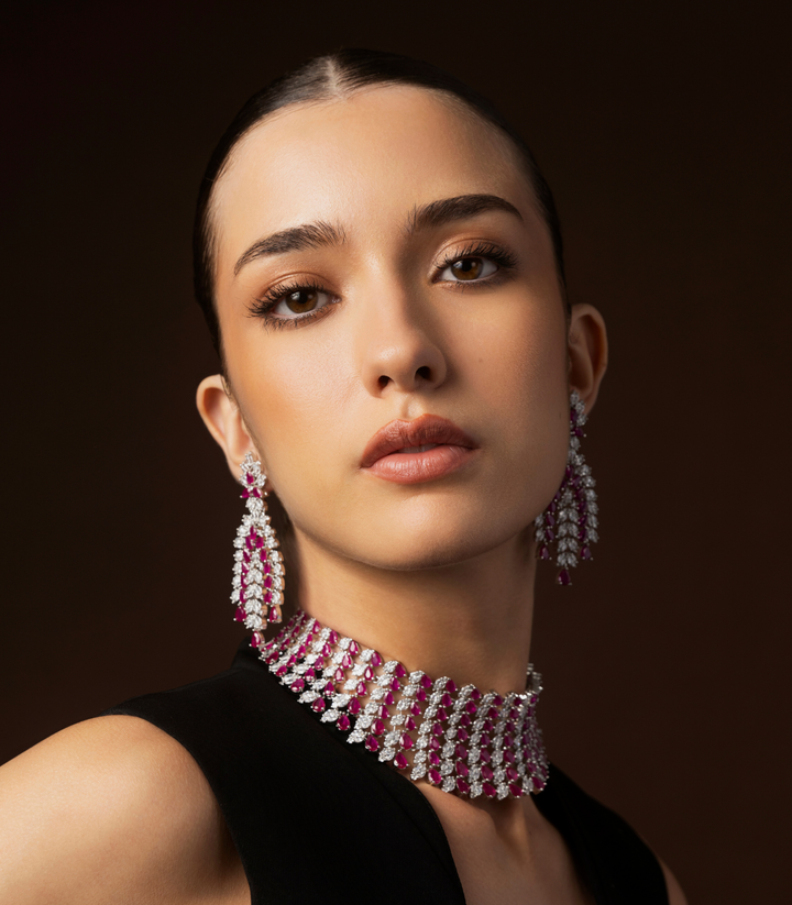 RHEA RUBY ZIRCON NECKLACE SET