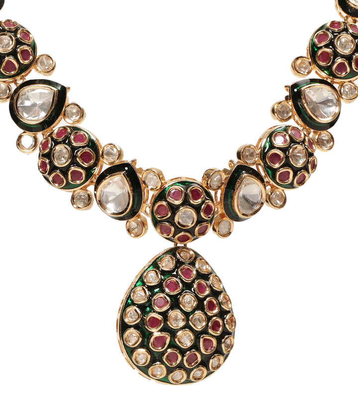 KATHY RED POLKI NECKLACE SET