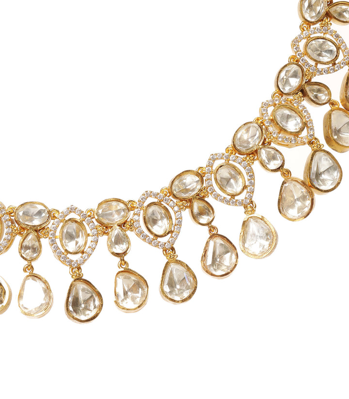 NANCY GOLD PLATED POLKI NECKLACE SET