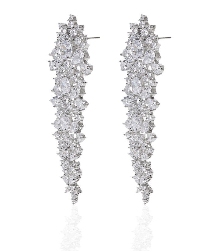 ISHANA SILVER FINISH ZIRCON EARRING