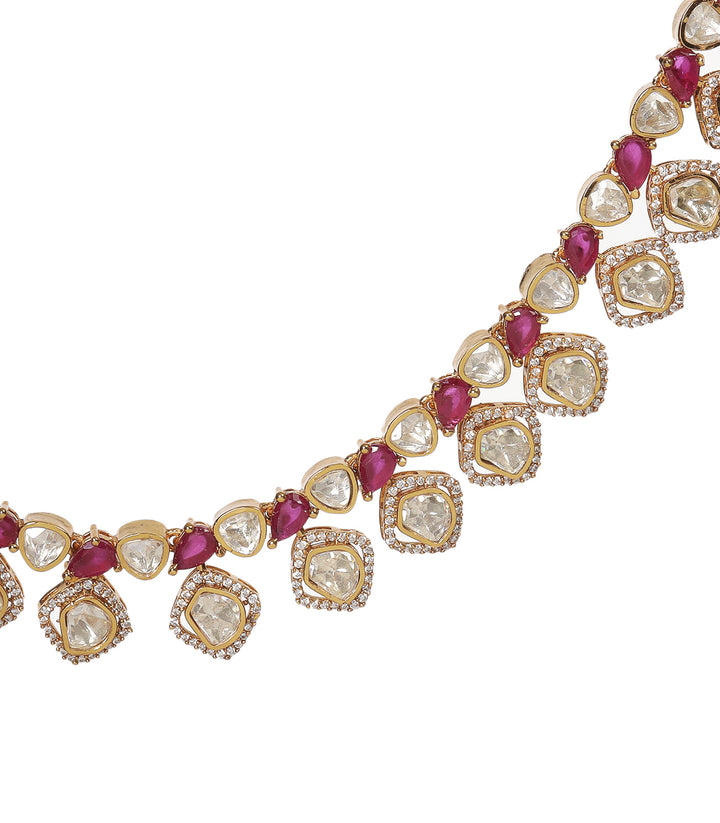 NIHARIKA RUBY POLKI NECKLACE SET