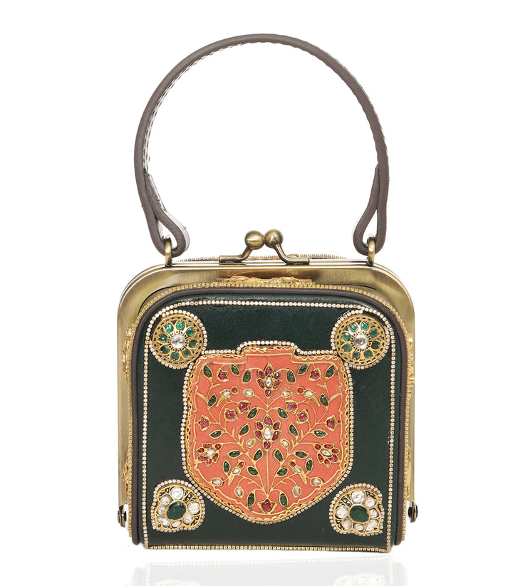 MISHIKA GREEN KUNDAN HAND BAG