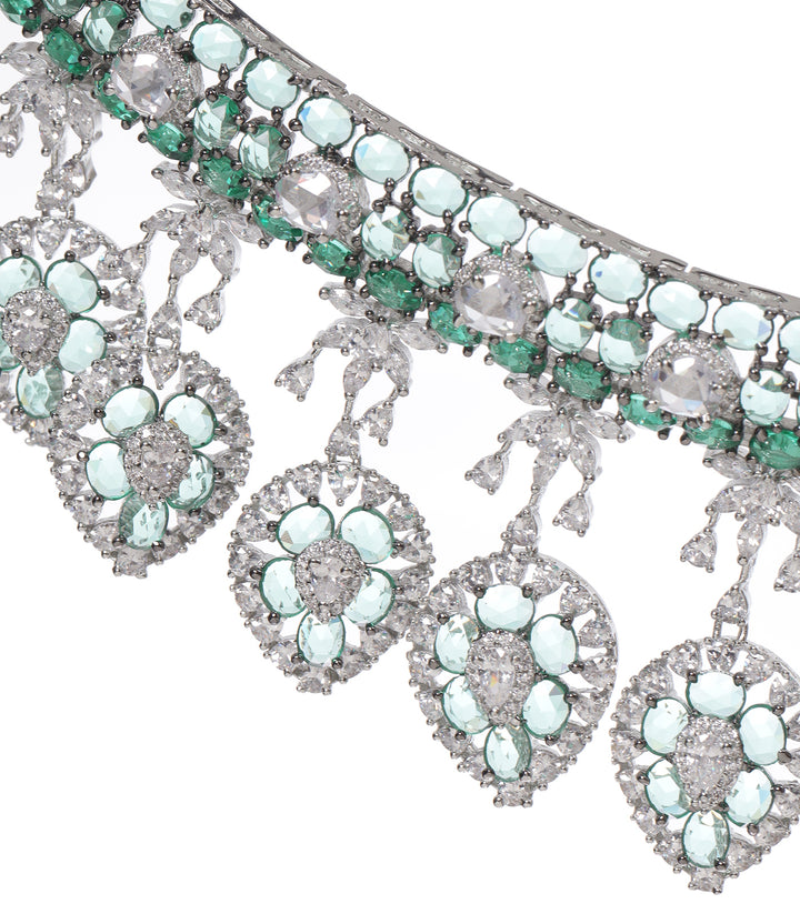 SADHIKA MINT ZIRCON NECKLACE SET