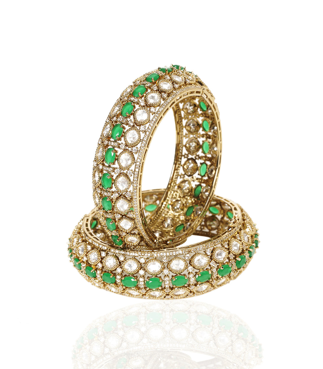SHREVANYA GREEN POLKI BANGLES