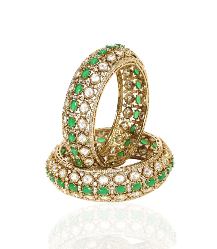 SHREVANYA GREEN POLKI BANGLES