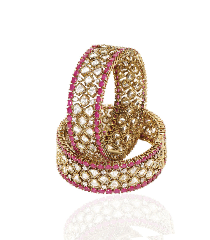 ALISHA ANTIQUE FINISH RUBY POLKI BANGLES