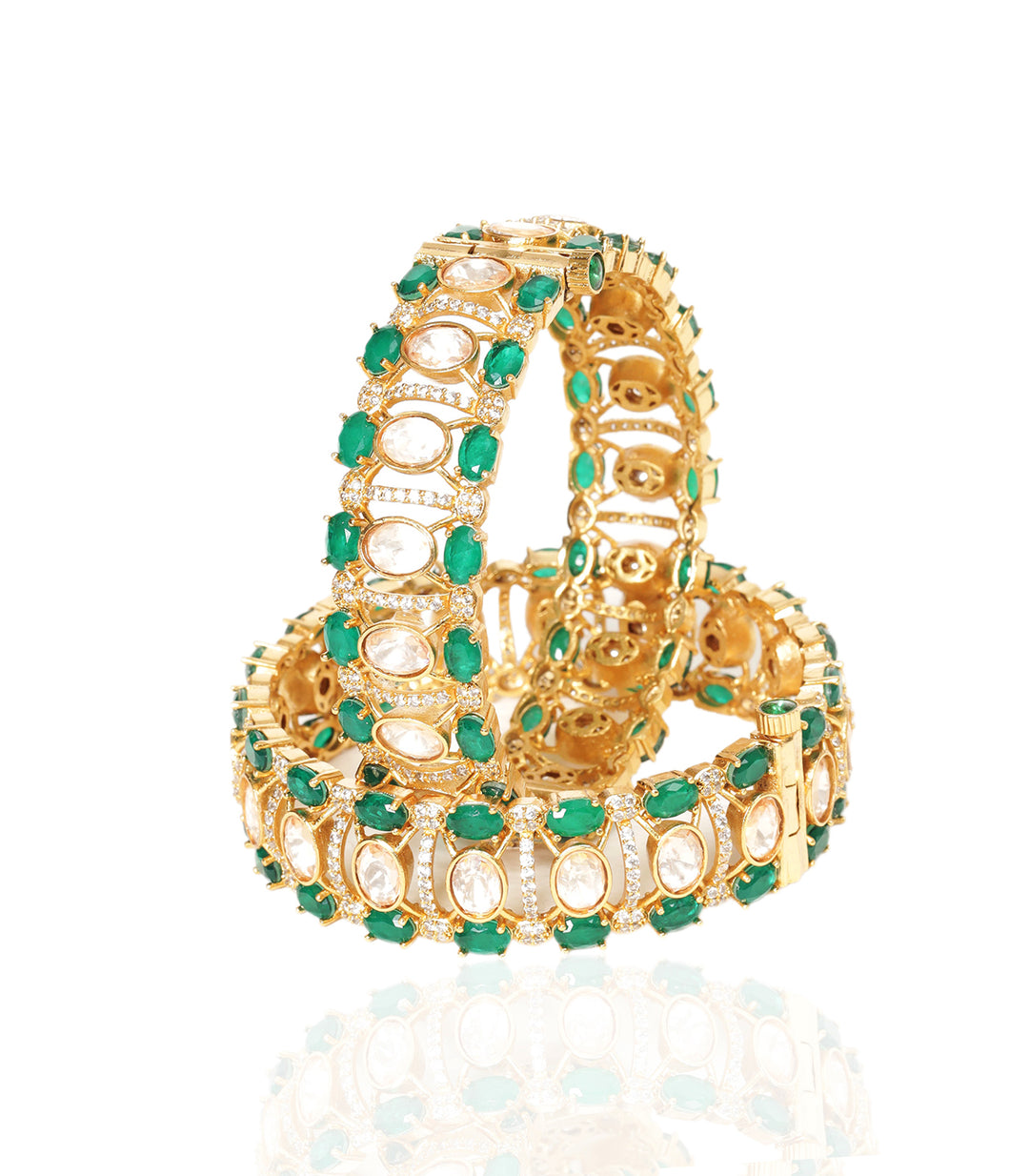 AMBIKA GREEN GOLD PLATED MOISSANITE BANGLES