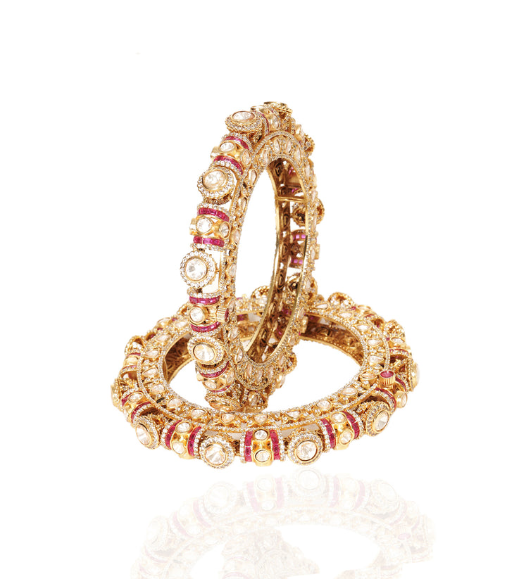 SIMRAN RUBY GOLD PLATED MOISSANITE BANGLES