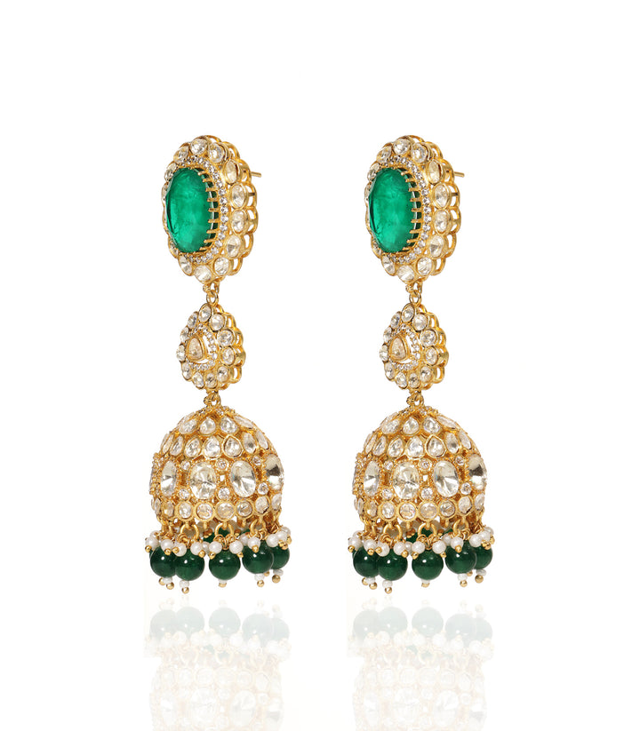 SIMRAN GREEN POLKI JHUMKA