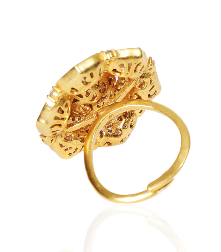 RUDRA GOLD PLATED POLKI RING