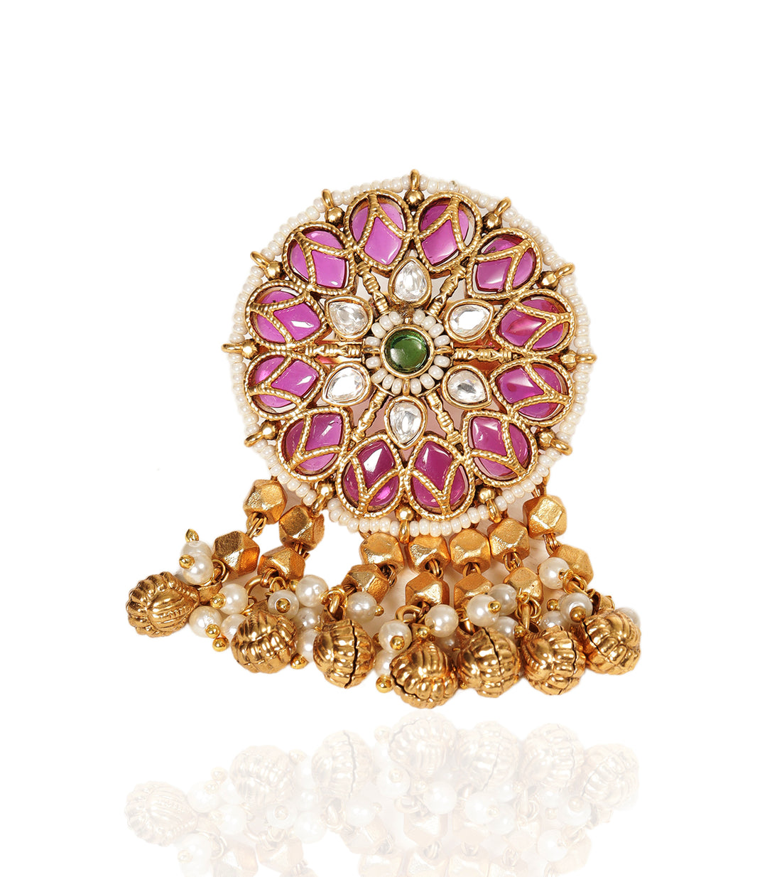 SHIVA RED & GREEN KUNDAN RING