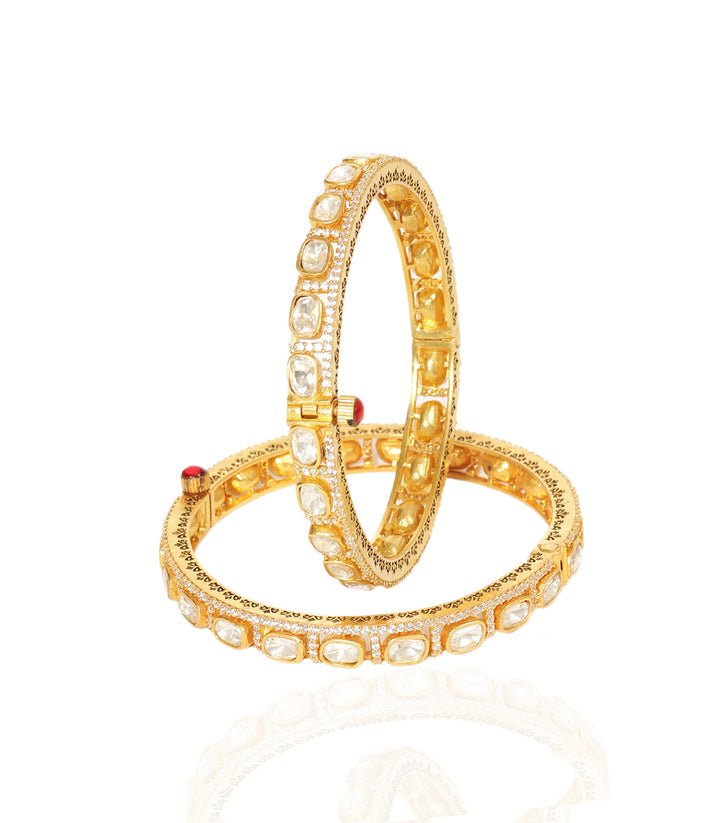 LAVIKA GOLD PLATED MOISSANITE BANGLES