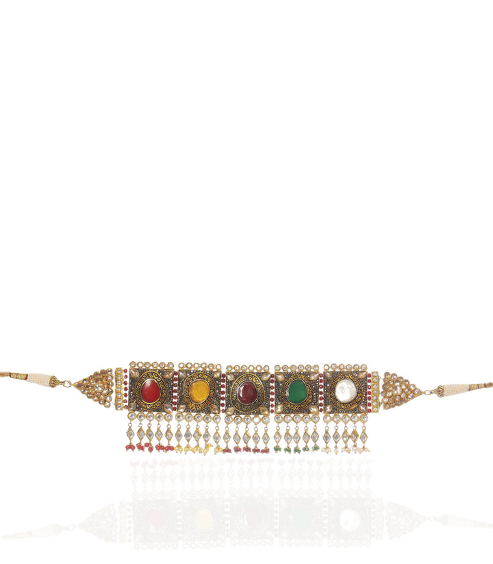 TVESHA NAVRATAN KUNDAN NECKLACE SET