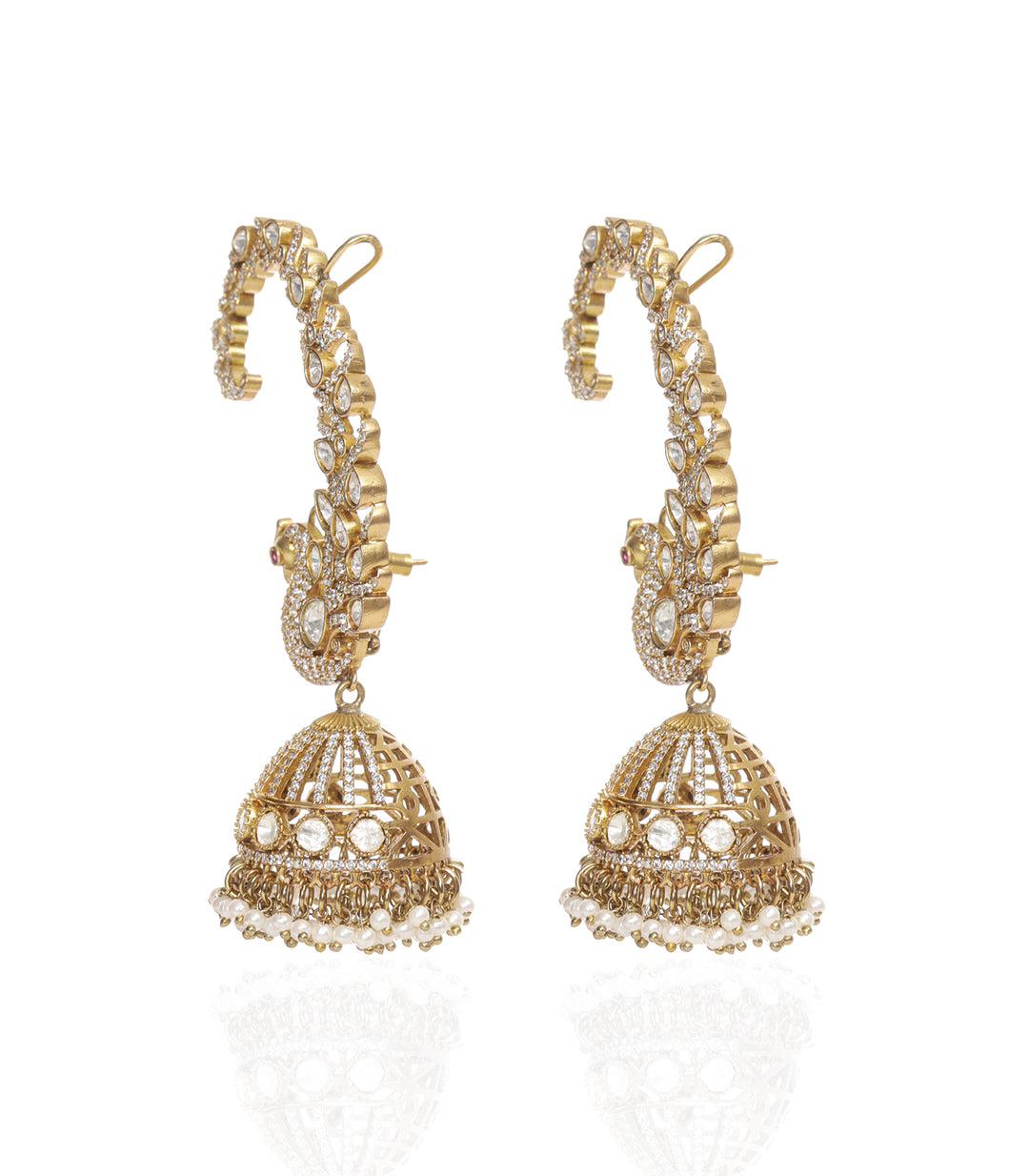 HEMAKANTI ANTIQUE FINISH POLKI EARCUFF JHUMKA