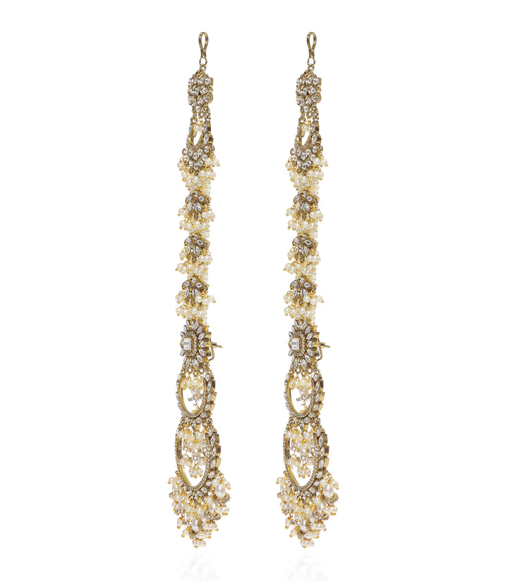 AASHIMA ANTIQUE FINISH WHITE POLKI CHANDBALI