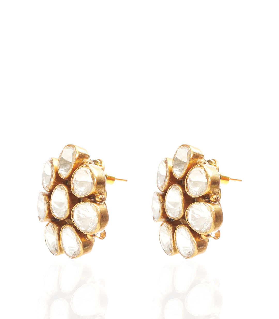 AMALA  GOLD PLATED POLKI STUD