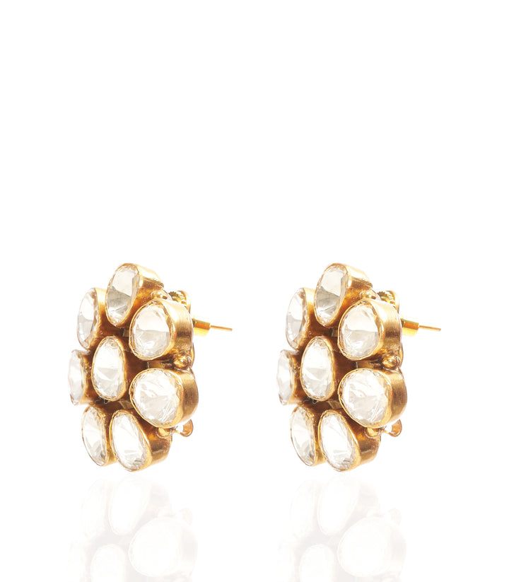 AMALA  GOLD PLATED POLKI STUD