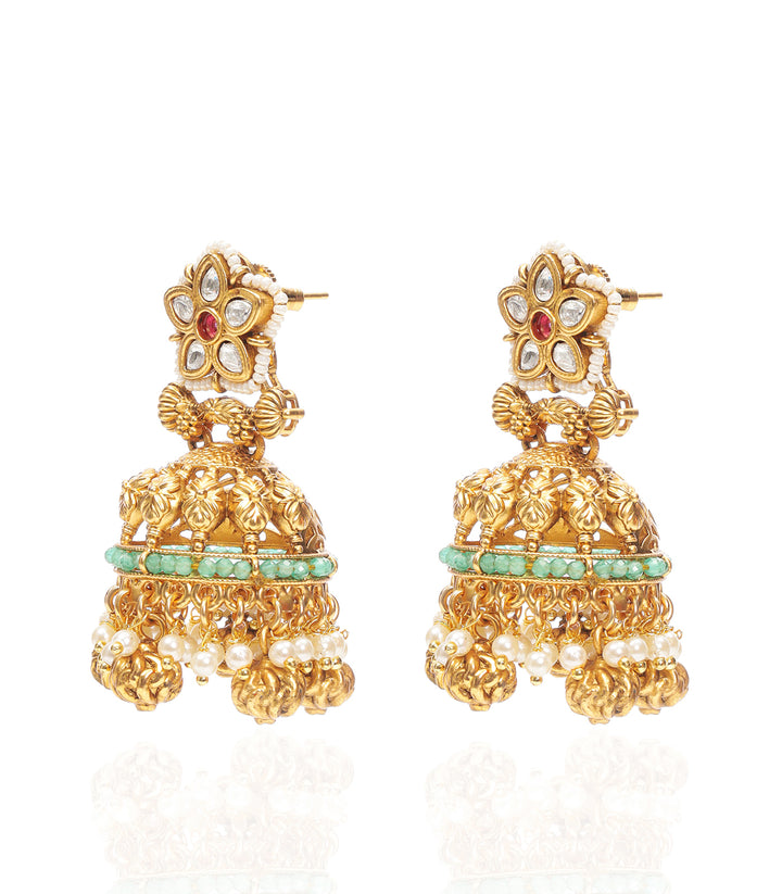 CHITRANGADA GOLD PLATED KUNDAN JHUMKA