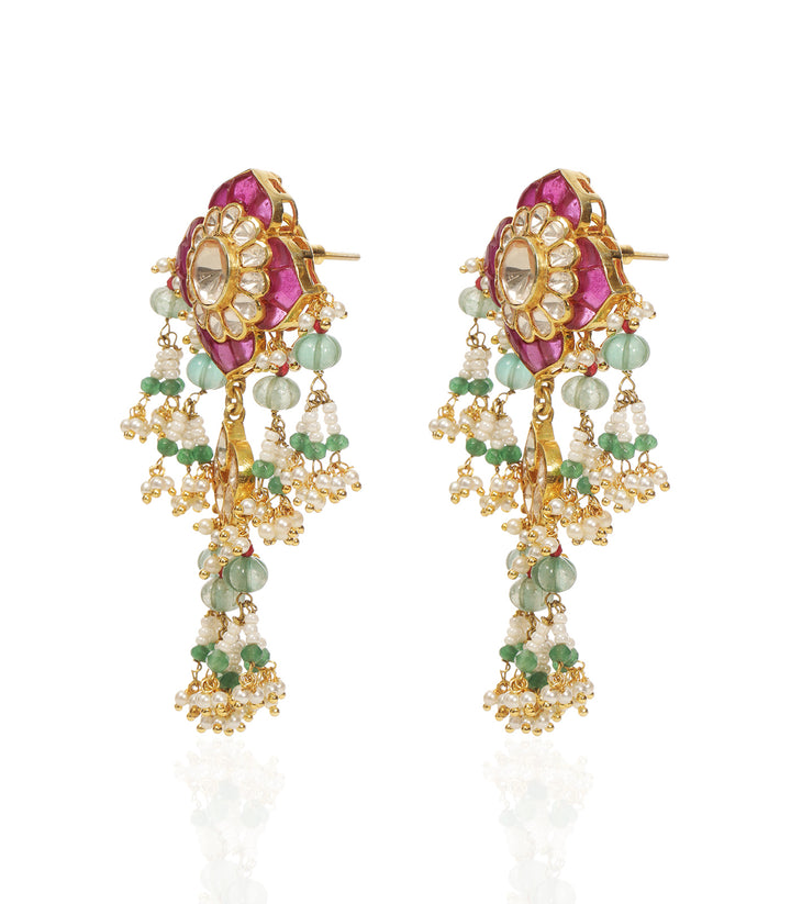 SUPRIYA RED & GREEN MOISSANITE STATEMENT EARRING