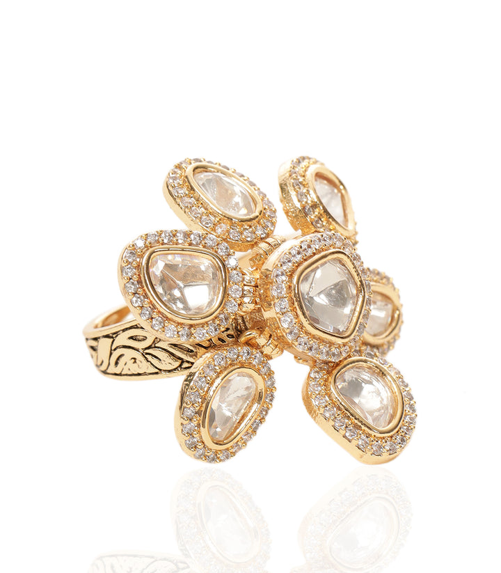 AMBIKA GOLD PLATED POLKI RING