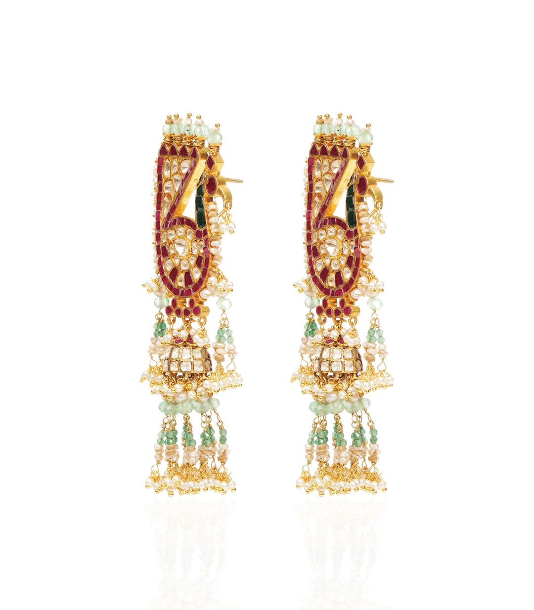 TANVI RED & GREEN MOISSANITE JHUMKA