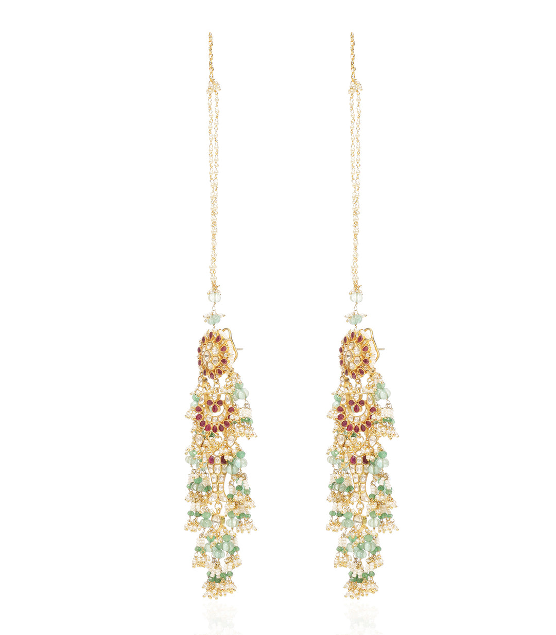 GARIMA RED & GREEN MOISSANITE STATEMENT EARRING