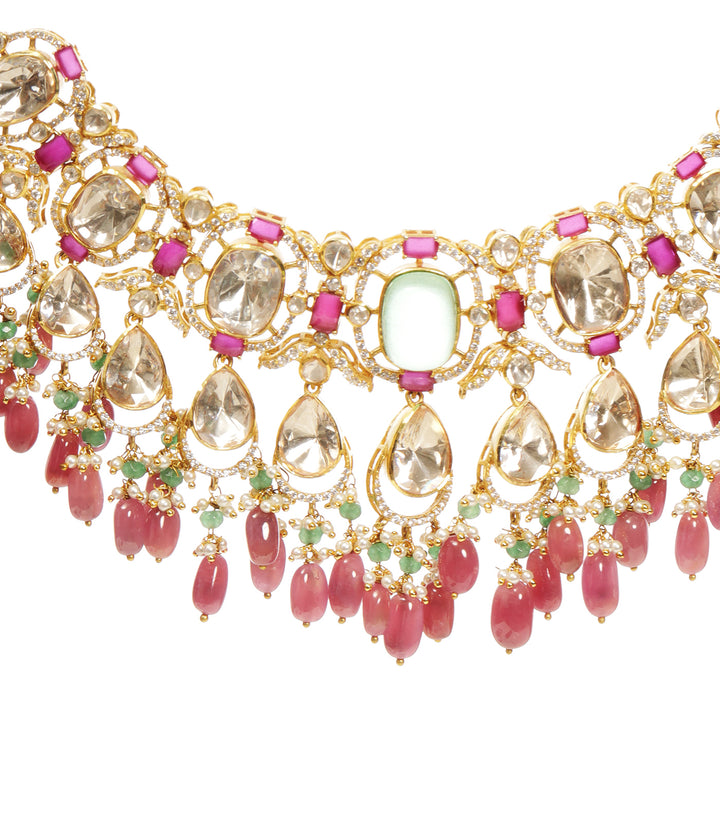 TANIA RED&GREEN MOISSANITE NECKLACE SET