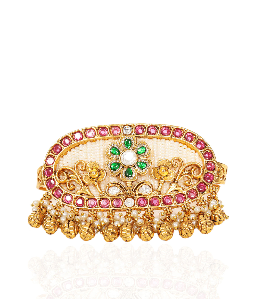 GEETIKA RED & GREEN KUNDAN RING