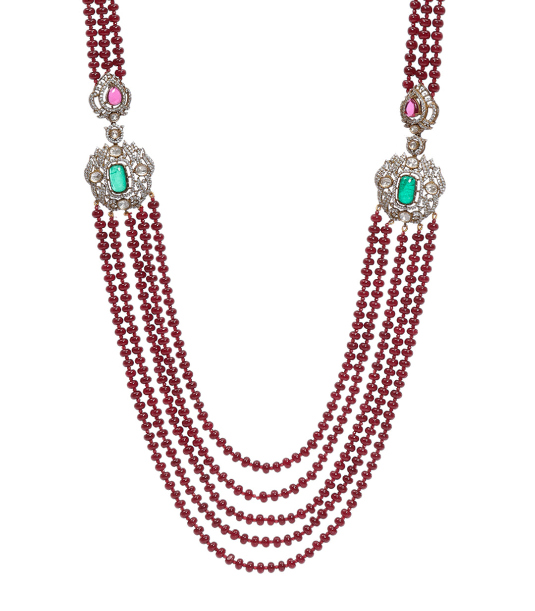 BHAVINI RED POLKI GROOM NECKLACE