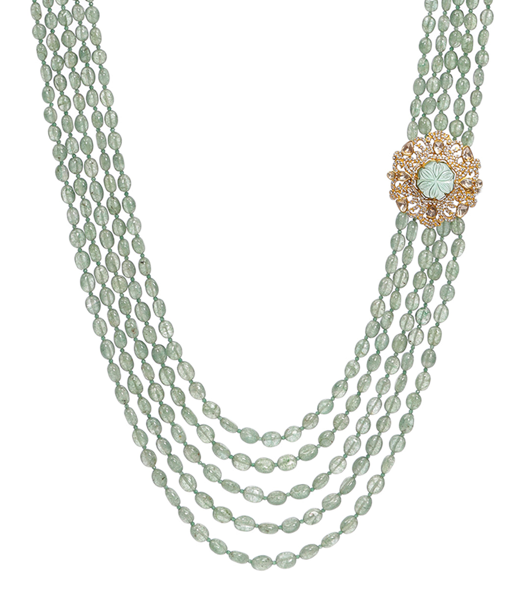 PALLAVI GREEN KUNDAN LONG NECKLACE