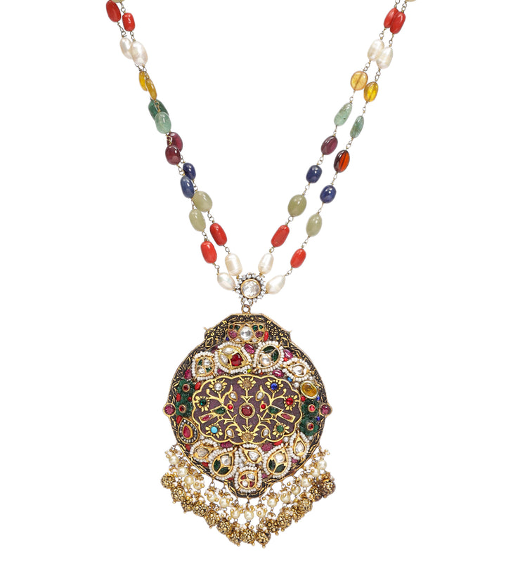 NISHA NAVRATAN KUNDAN LONG NECKLACE