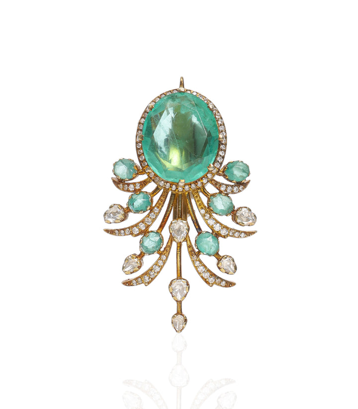 AAKRITI GREEN MOISSANITE BROOCH