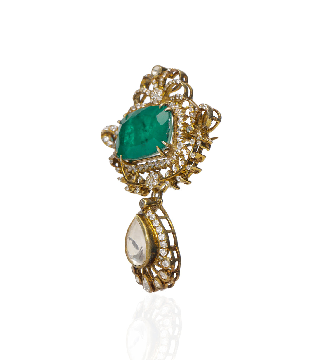IKANTIKA GREEN MOISSANITE BROOCH