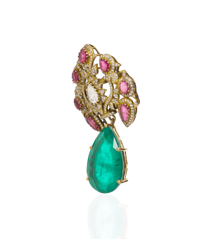 GITANJALI GREEN MOISSANITE BROOCH