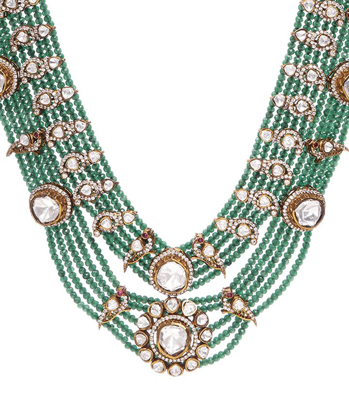 NIHARIKA GREEN POLKI GROOM NECKLACE