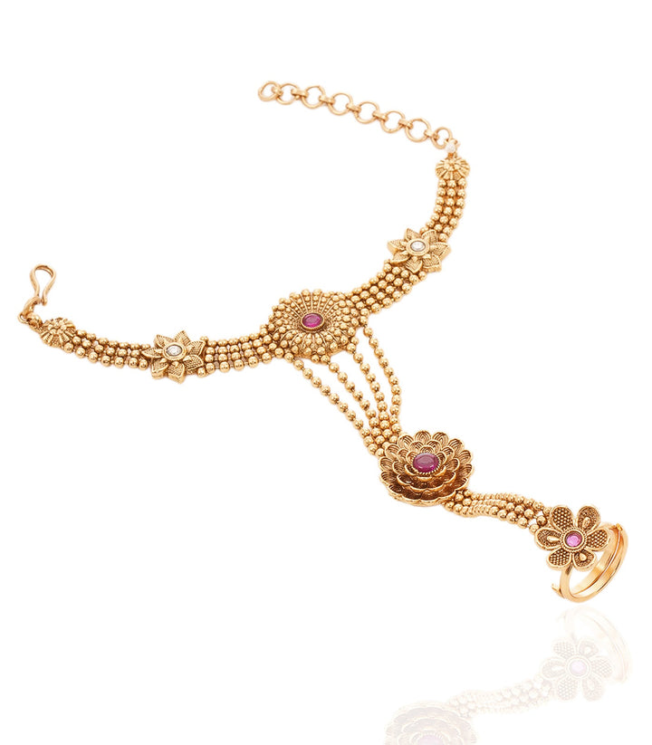 SIMRAN RED GOLD PLATED HATHPHOOLS