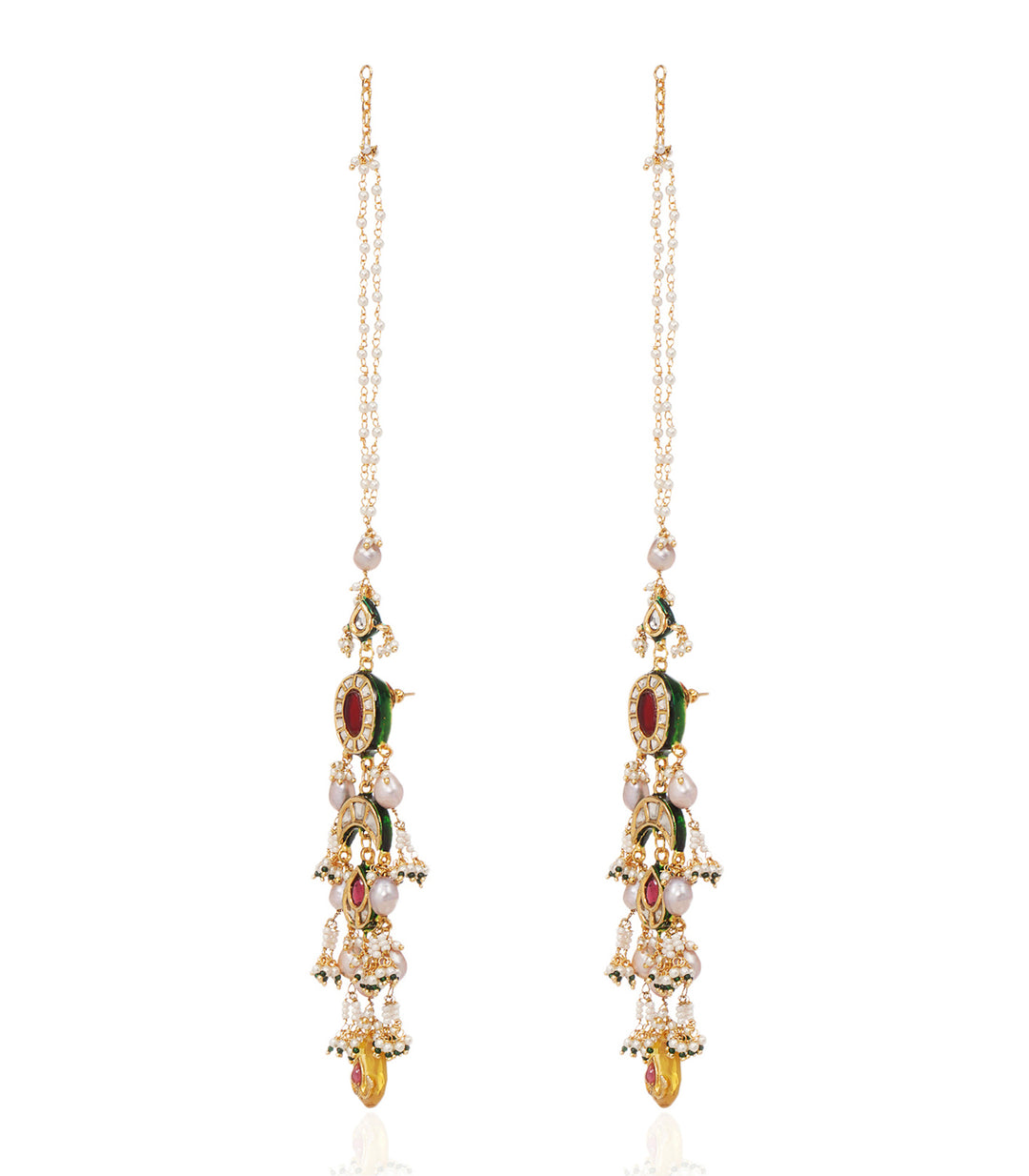 AGANITA RED KUNDAN STATEMENT EARRING
