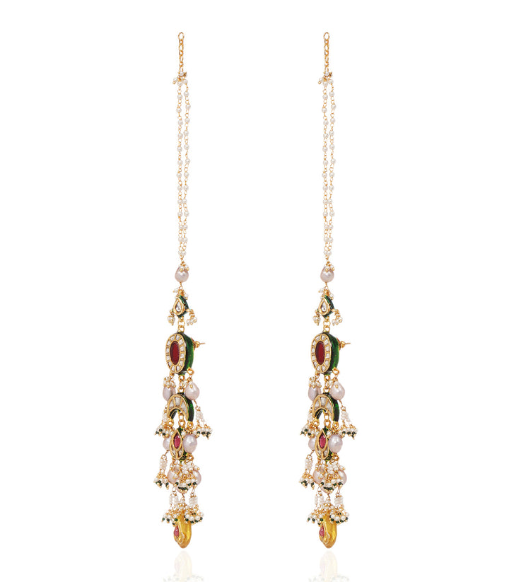 AGANITA RED KUNDAN STATEMENT EARRING