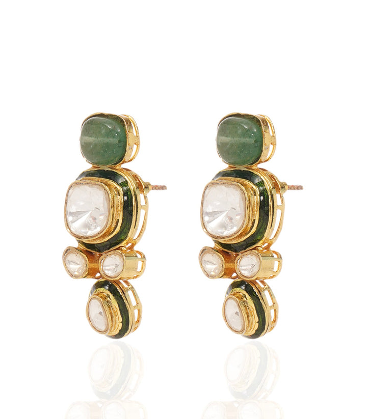 REYANSHI GREEN POLKI STUDS